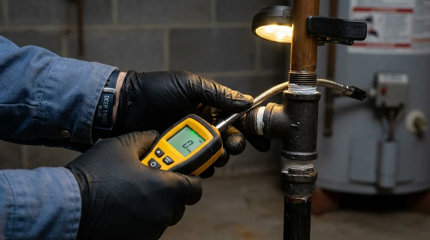 Gas leak detection with electronic sniffer by Johns Plumbing LLC in Lake Oswego