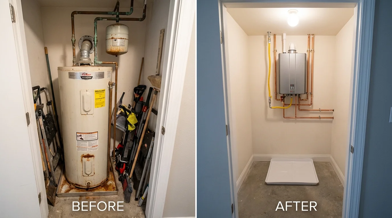 Tank water heater versus wall-mounted tankless unit comparison for Lake Oswego, OR homeowners
